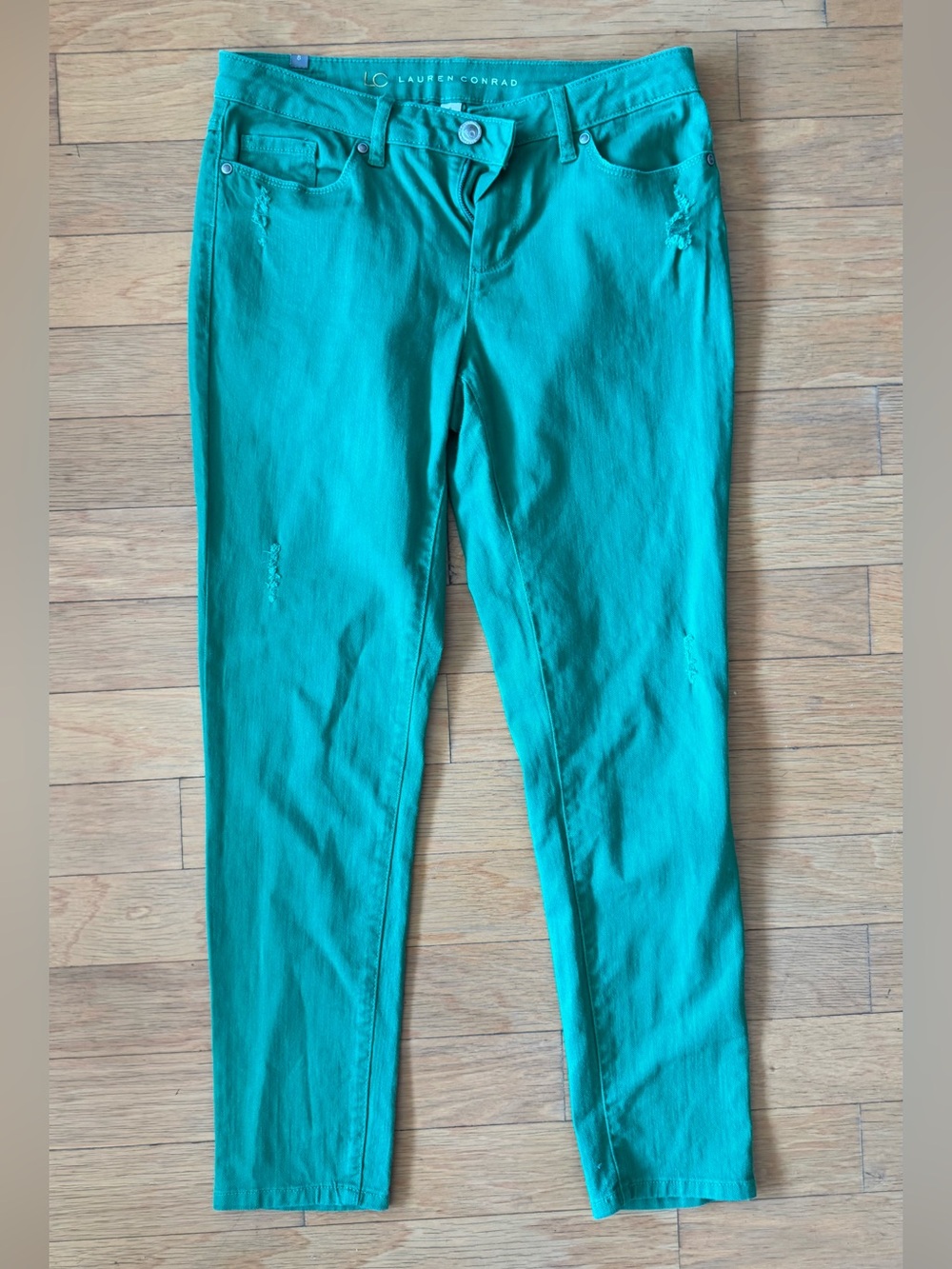 LC Lauren Conrad Kelly/ Grass Green Jeans with Subtle Distressing